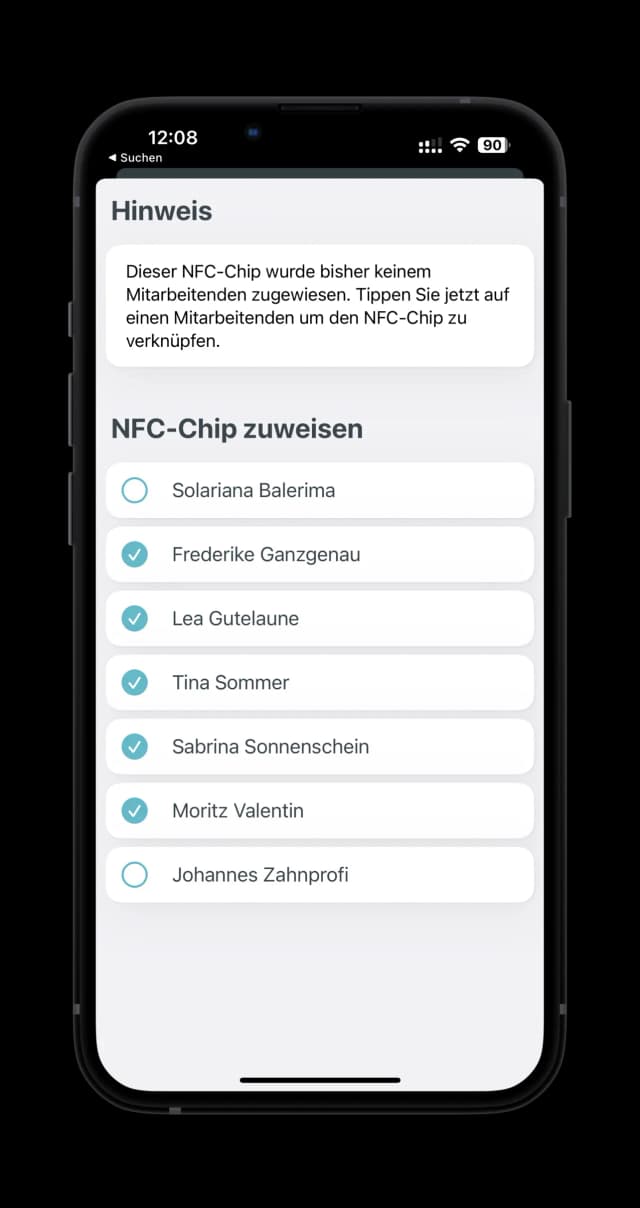 NFC anlernen in der Stempeluhr App