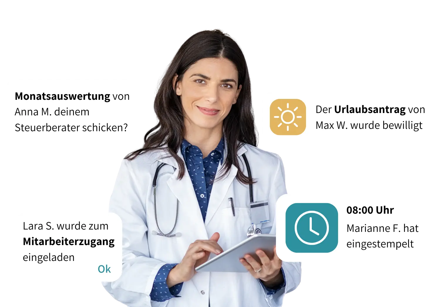 TimeMonkey Software für Zeiterfassung in der Arztpraxis - Darstellung der Benutzeroberfläche