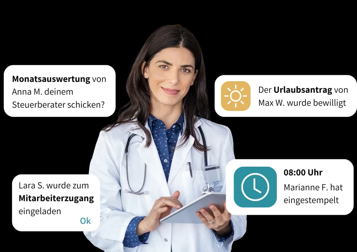 TimeMonkey Zeiterfassung für Arztpraxen TimeMonkey Software für Zeiterfassung in der Arztpraxis - Darstellung der Benutzeroberfläche